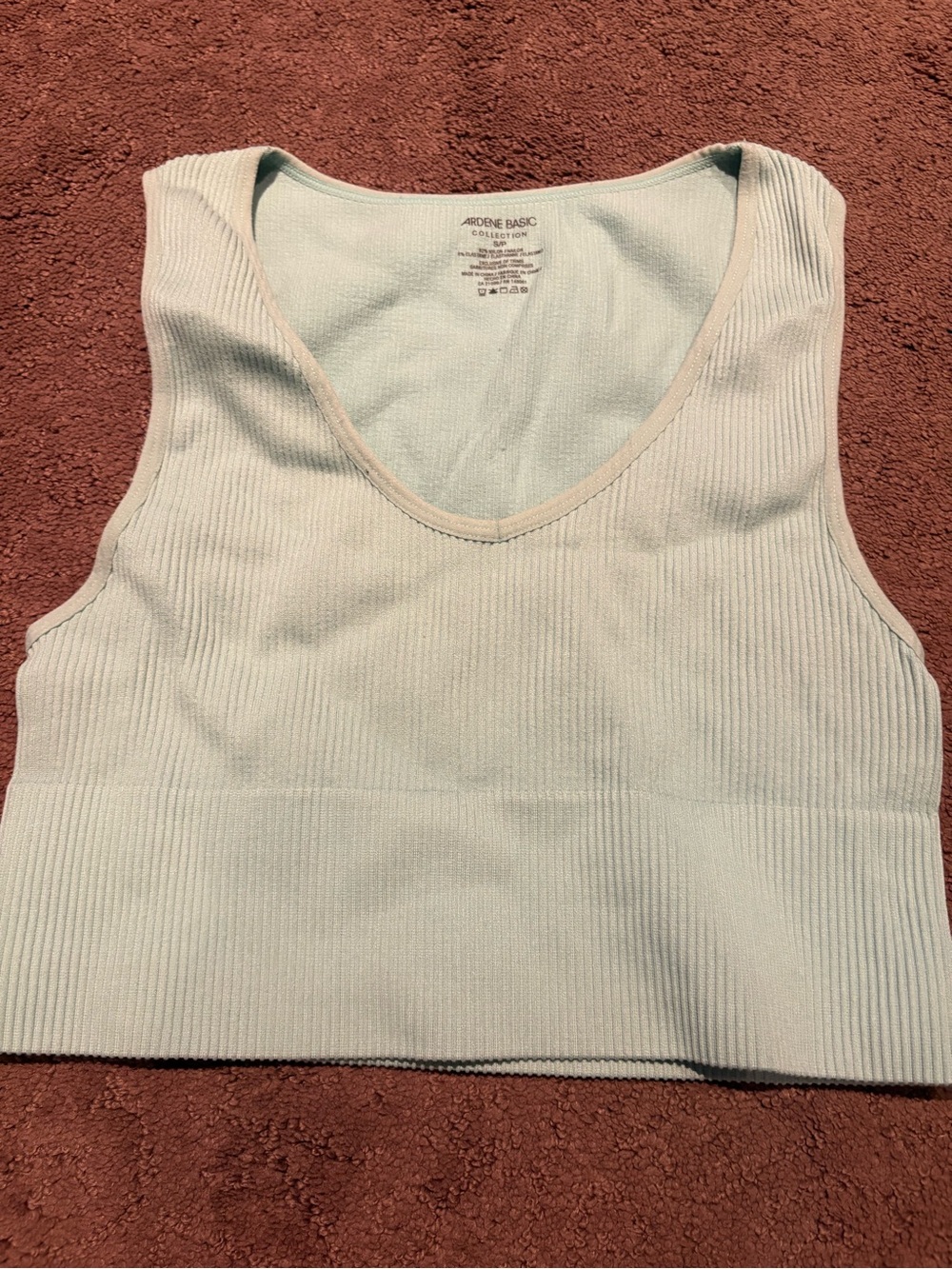 Ardene Mint Ribbed V-Neck Crop Tank